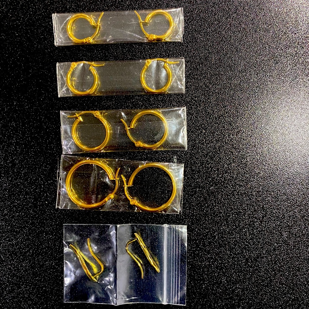 Five pairs of gold-tone earrings NEW!!!!